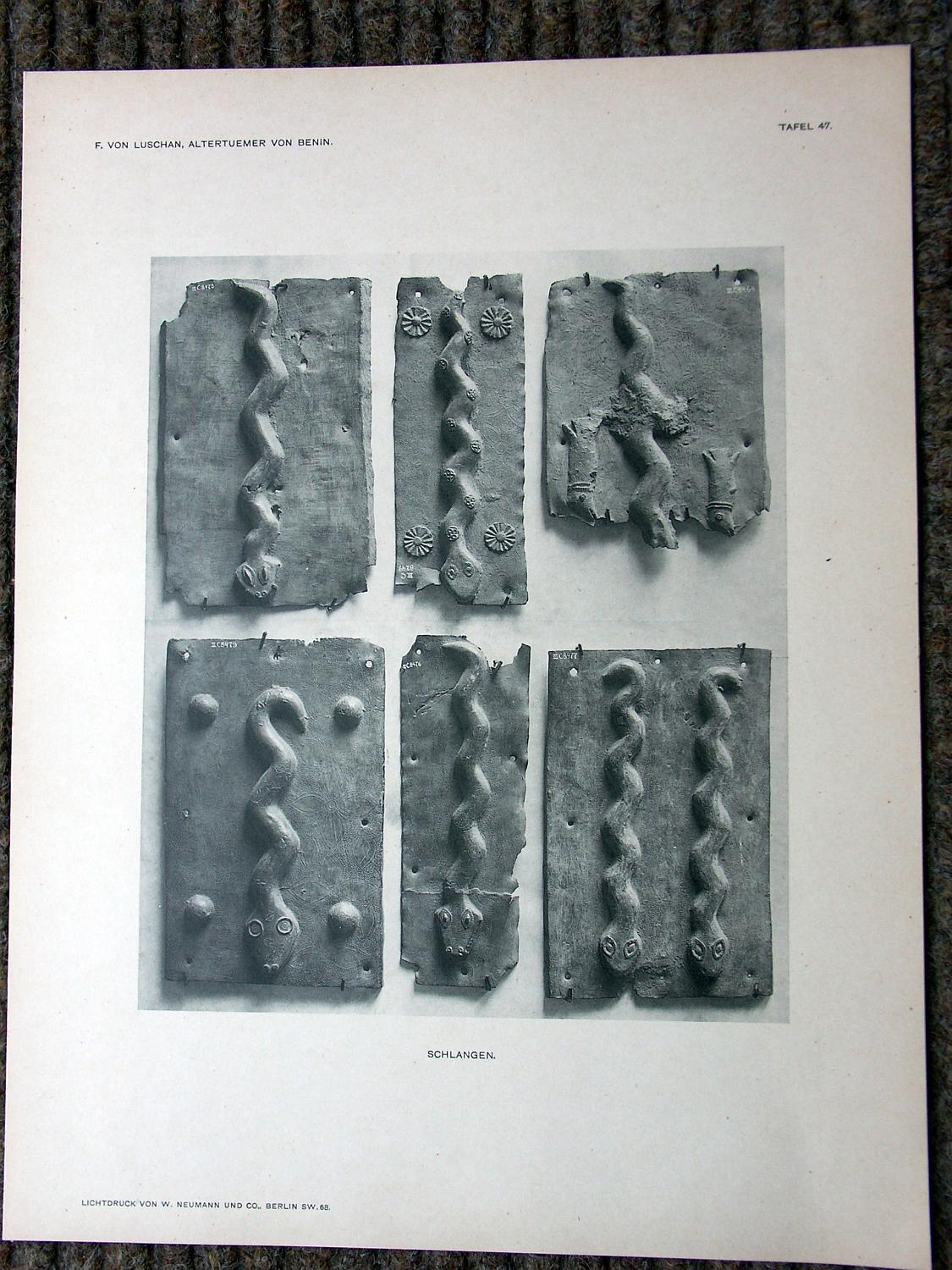 zz-lusc19,tafel 47 benin nigeria,bronze-platte mit schlange (b-iiic084